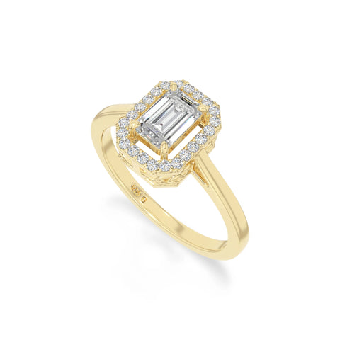 natural moissanite solitaire halo engagement rings in yellow gold vermeil