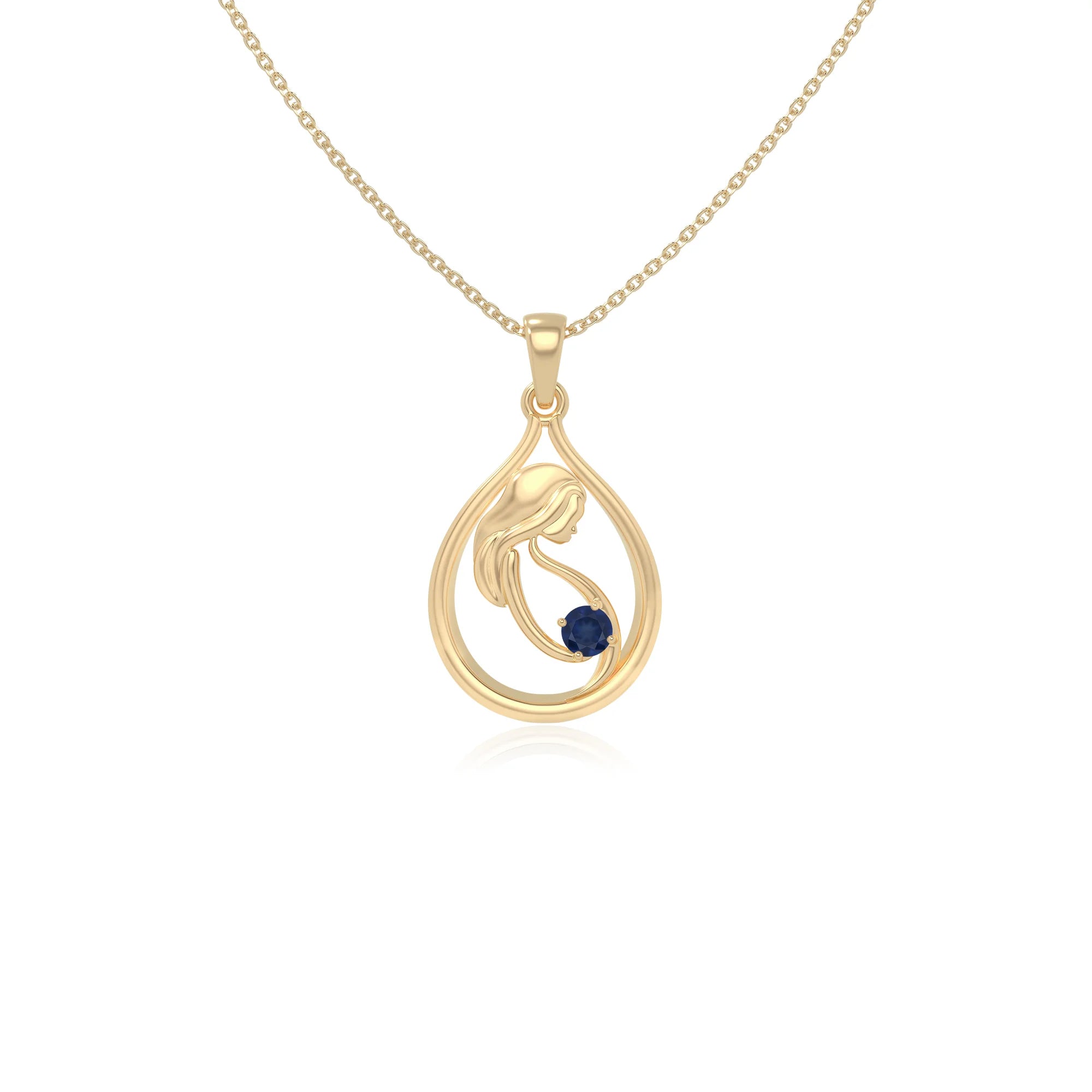 natural blue-sapphire mom to be necklaces in yellow gold vermeil 