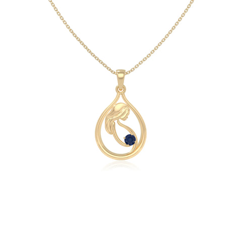 natural blue-sapphire mom to be necklaces in yellow gold vermeil 
