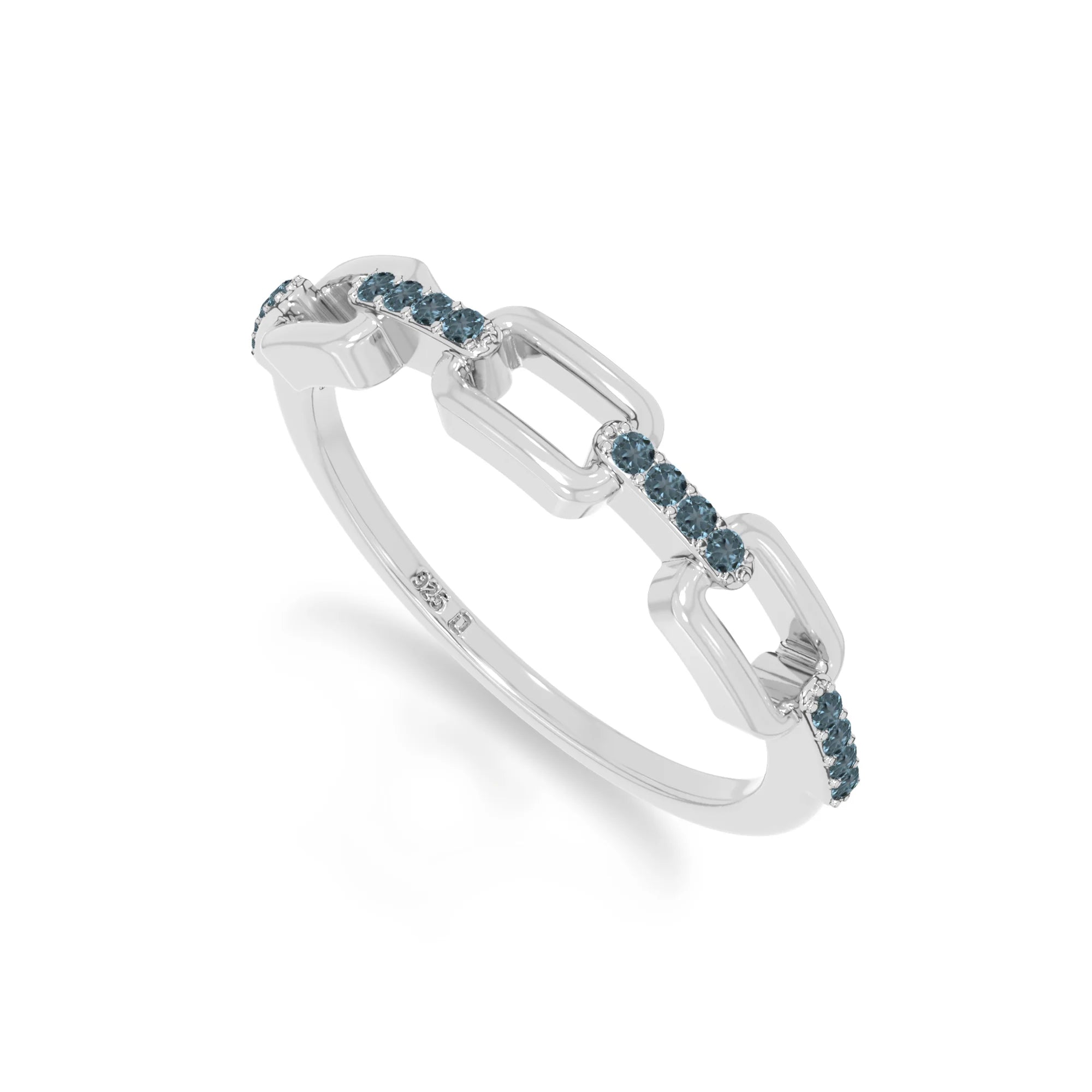 natural london blue topaz interlocking wedding band rings in sterling silver 