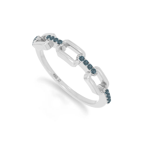 natural london blue topaz interlocking wedding band rings in sterling silver 