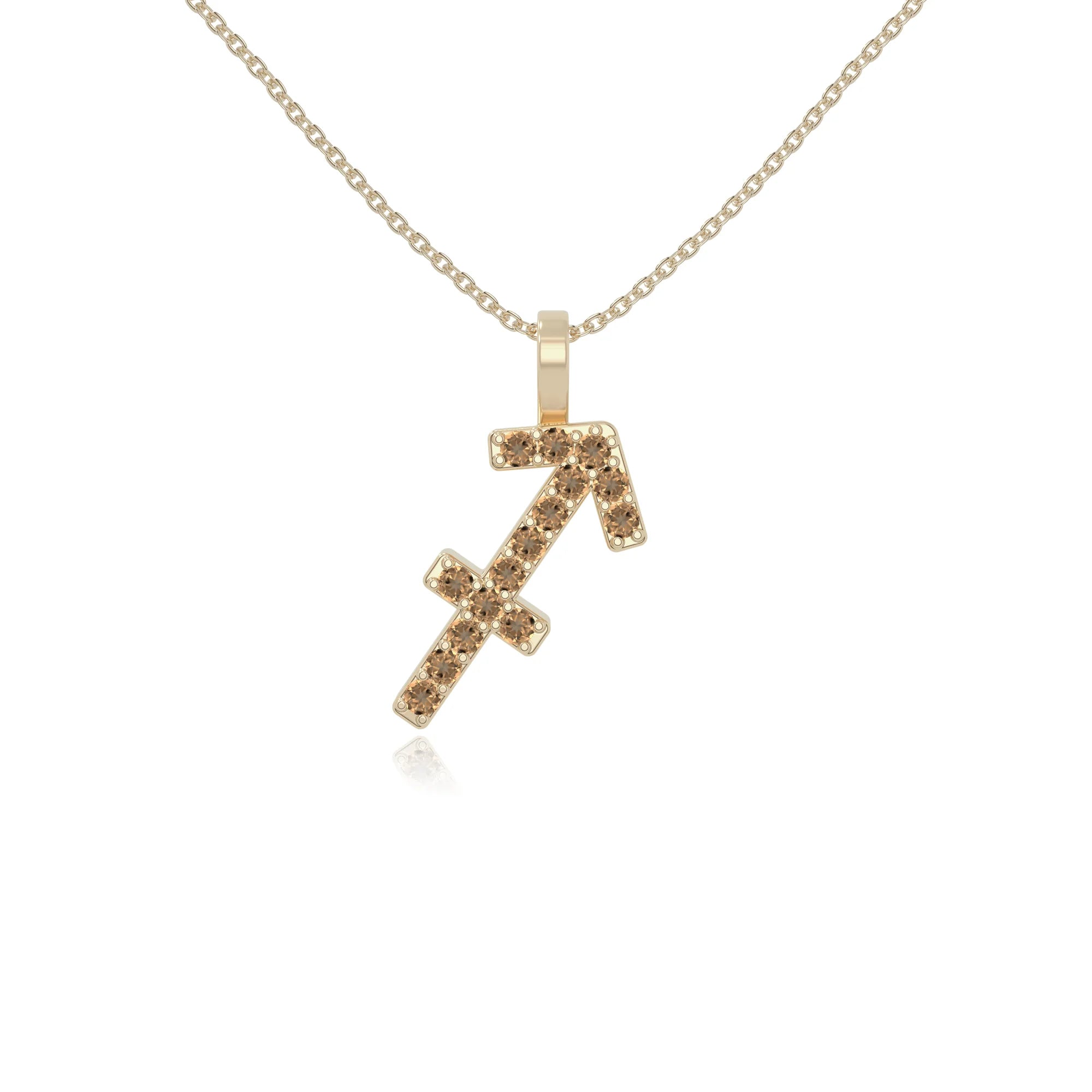 natural citrine sagittarius zodiac necklaces in yellow gold vermeil 