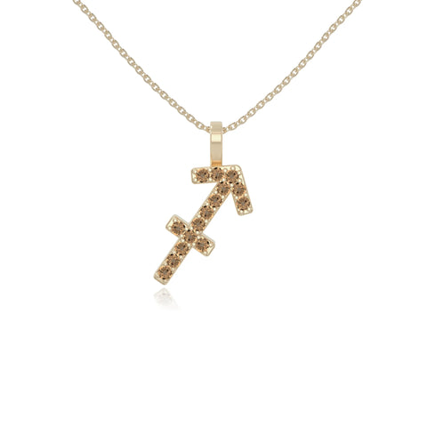 natural citrine sagittarius zodiac necklaces in yellow gold vermeil 
