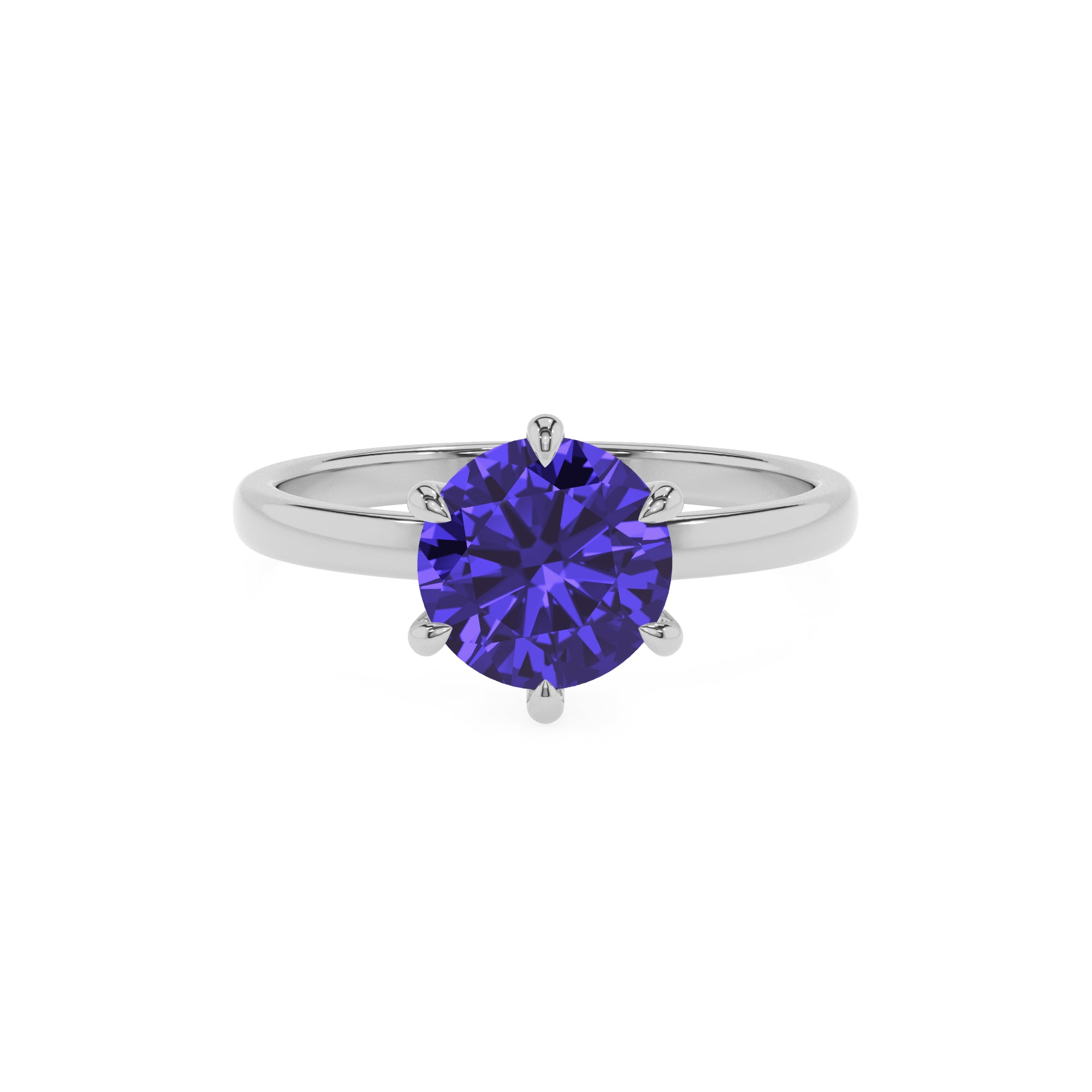 lab-grown tanzanite round solitaire engagement ring