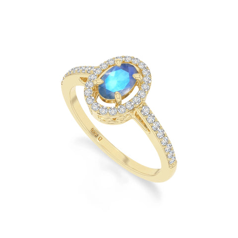 natural labradorite solitaire halo engagement rings in yellow gold vermeil