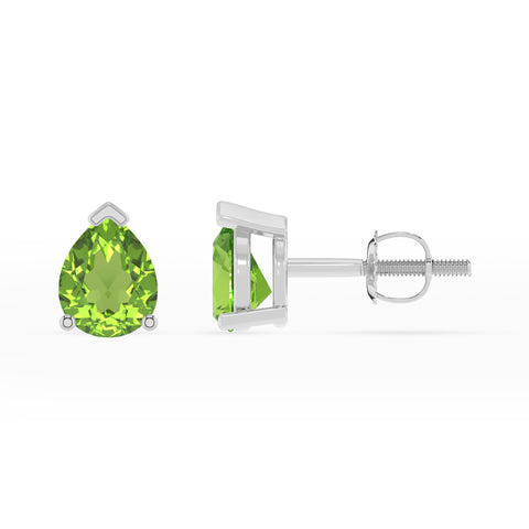 natural peridot pear stud earrings 