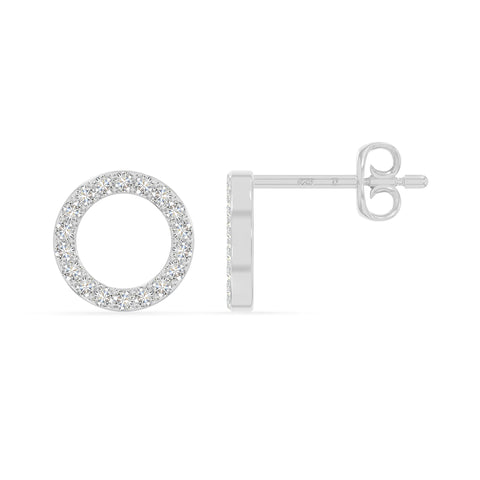 moissanite circle stud earrings in sterling silver 