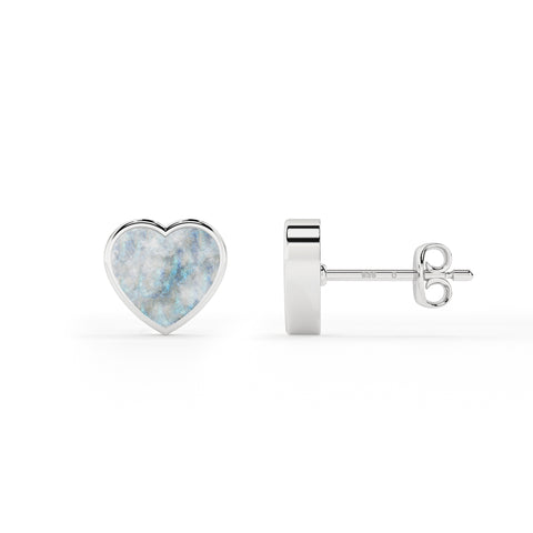 natural rainbow moonstone heart shape stud earrings