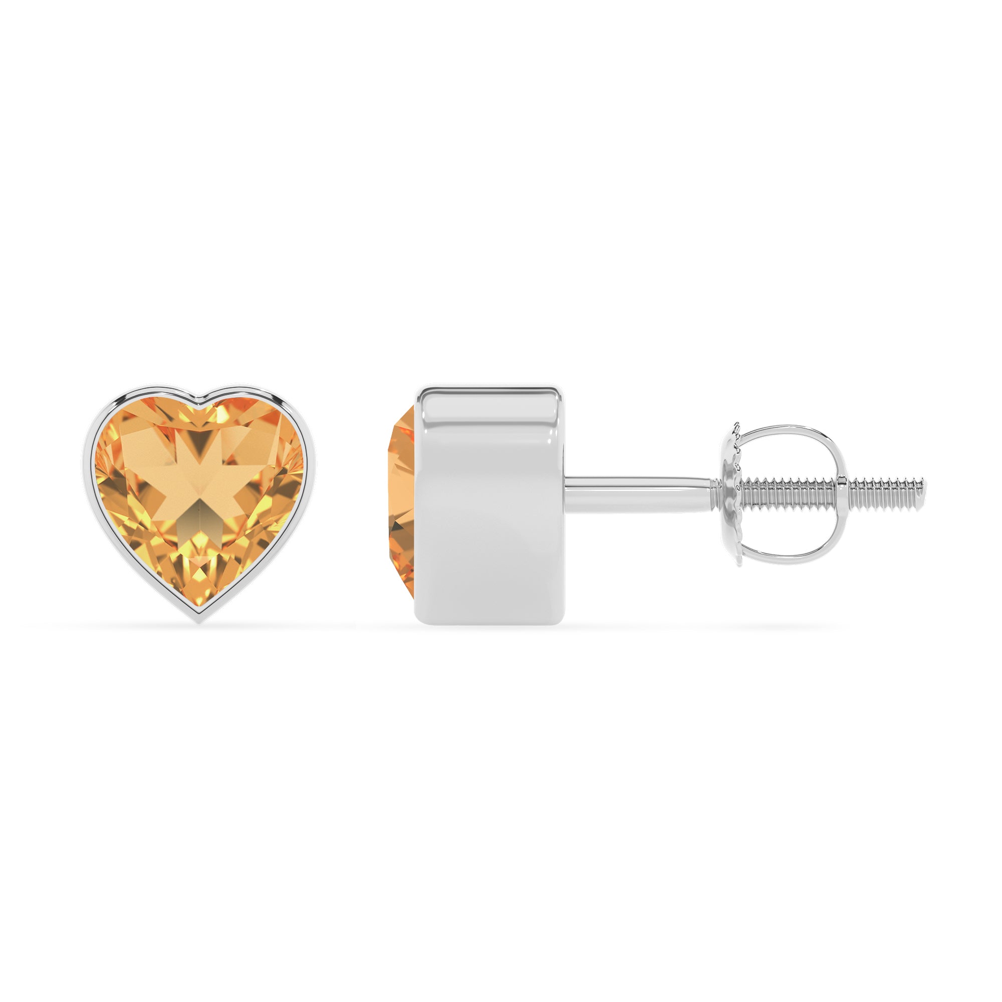 lab grown citrine heart stud earrings 