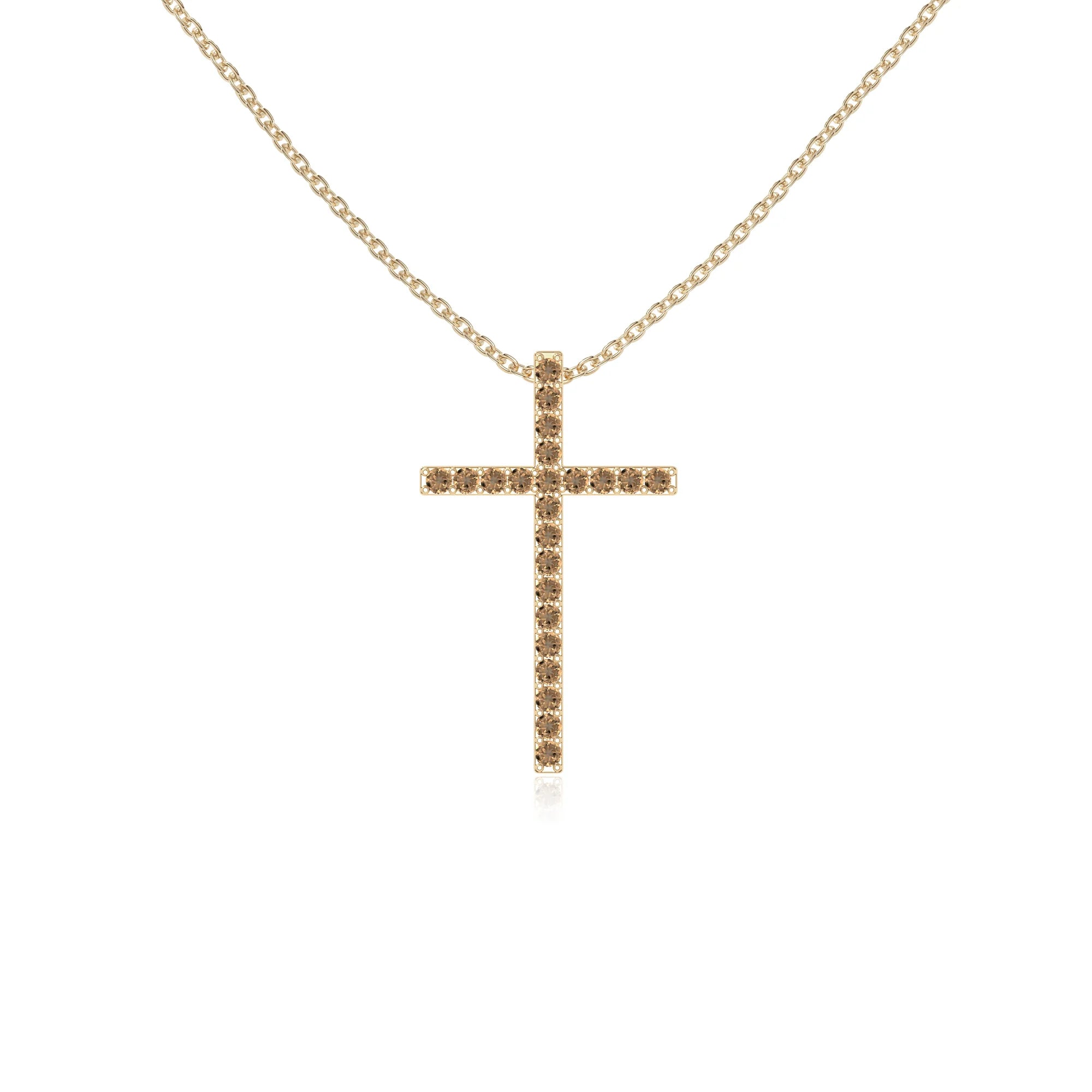 natural citrine cross necklaces in yellow gold vermeil 