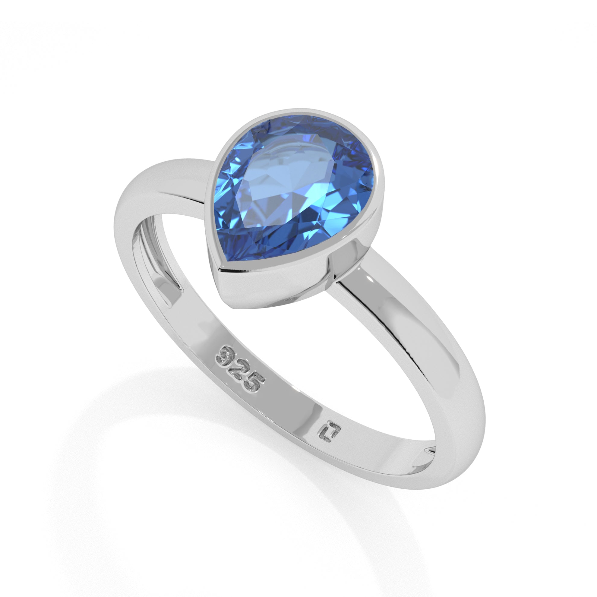 kyanite pear cut stackable bezel-set ring