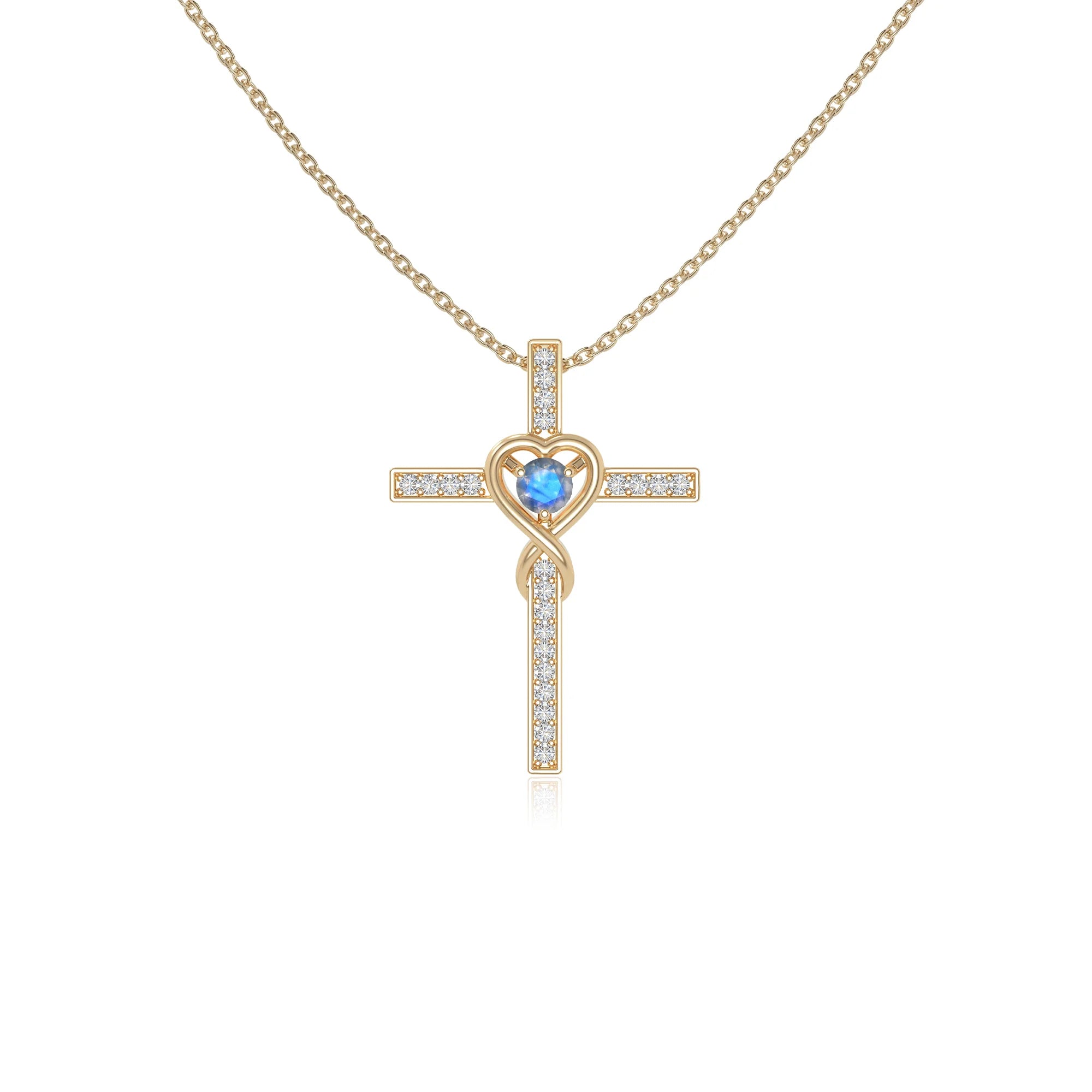 natural labradorite infinity cross necklaces in yellow gold vermeil 
