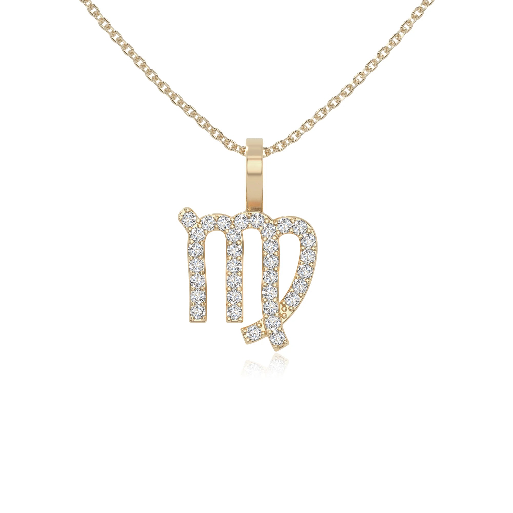 moissanite virgo zodiac necklaces in yellow gold vermeil 
