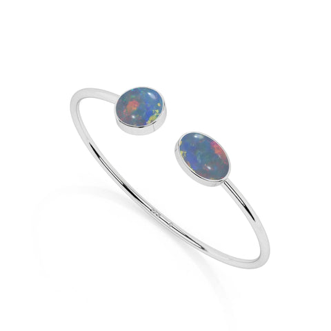 natural australian-opal round-oval shape twister bracelet