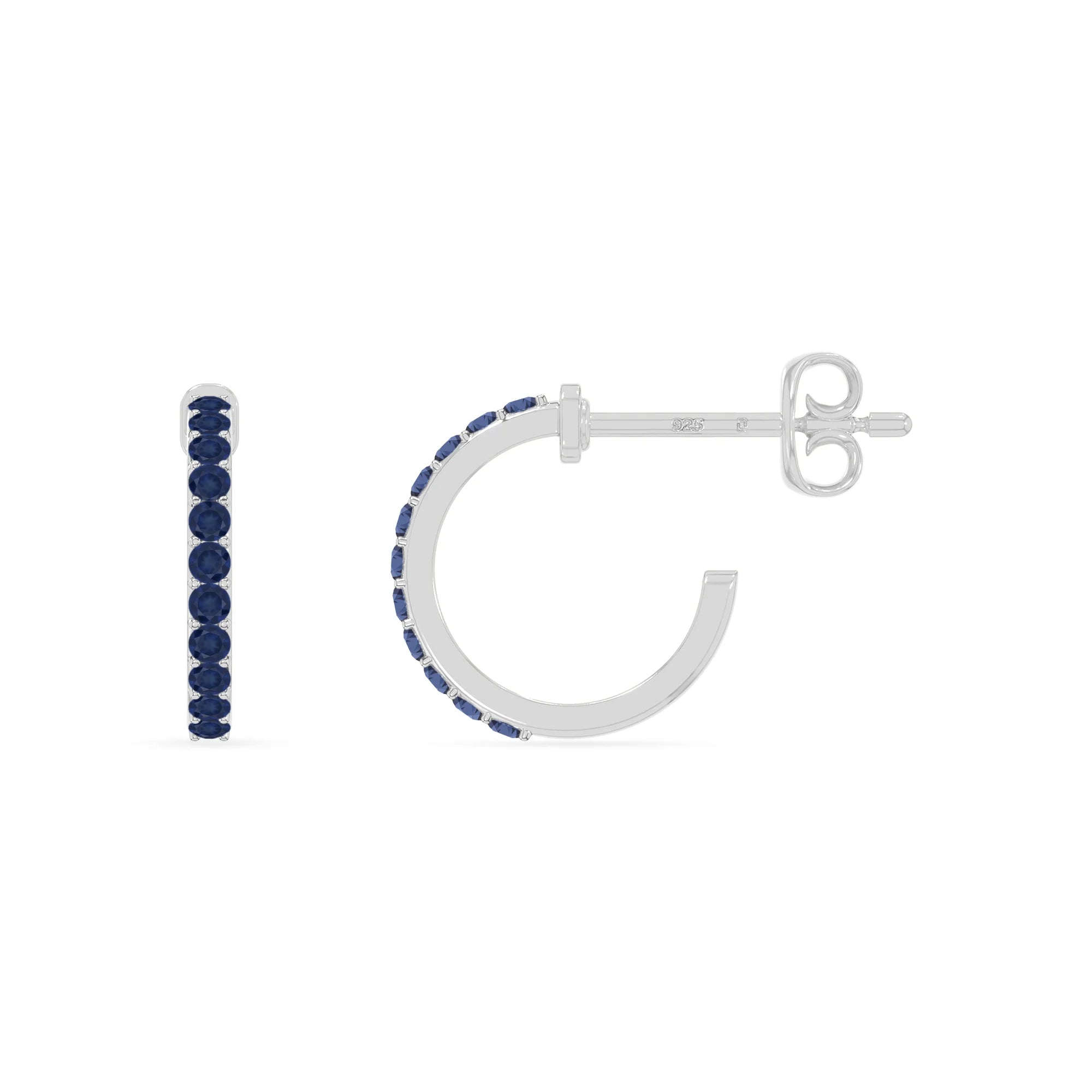 natural blue-sapphire hoop earrings in sterling silver 