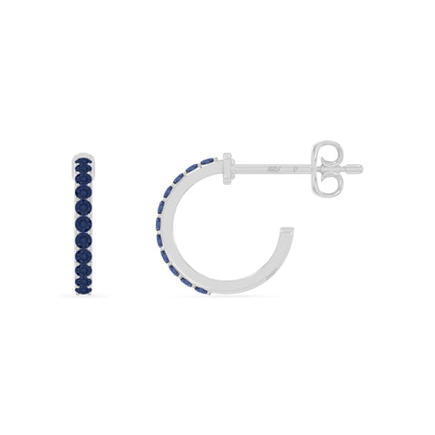 natural blue-sapphire hoop earrings in sterling silver 