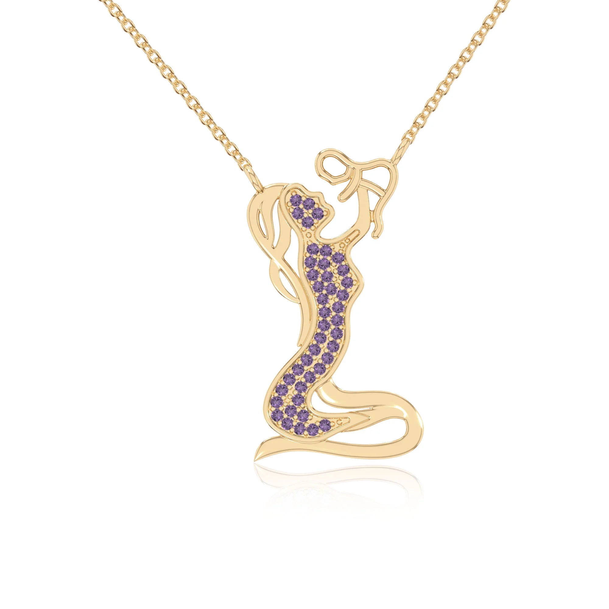 natural amethyst mother child necklaces in yellow gold vermeil 