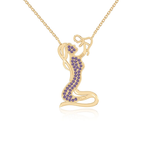 natural amethyst mother child necklaces in yellow gold vermeil 