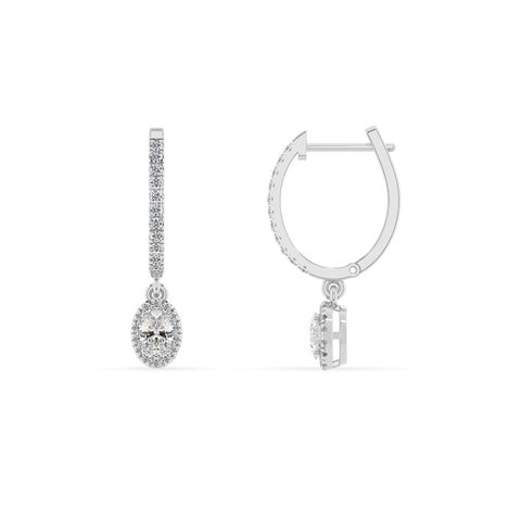 lab grown moissanite oval double halo earrings with moissanite 