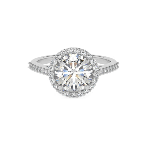 lab-grown moissanite round half eterity halo solitaire engagement ring