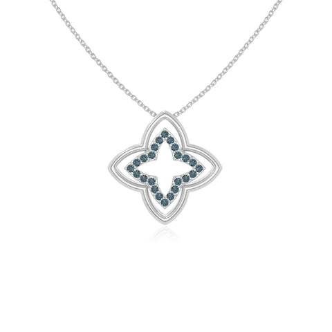 natural london-blue-topaz 4 petal flower necklaces in sterling silver 