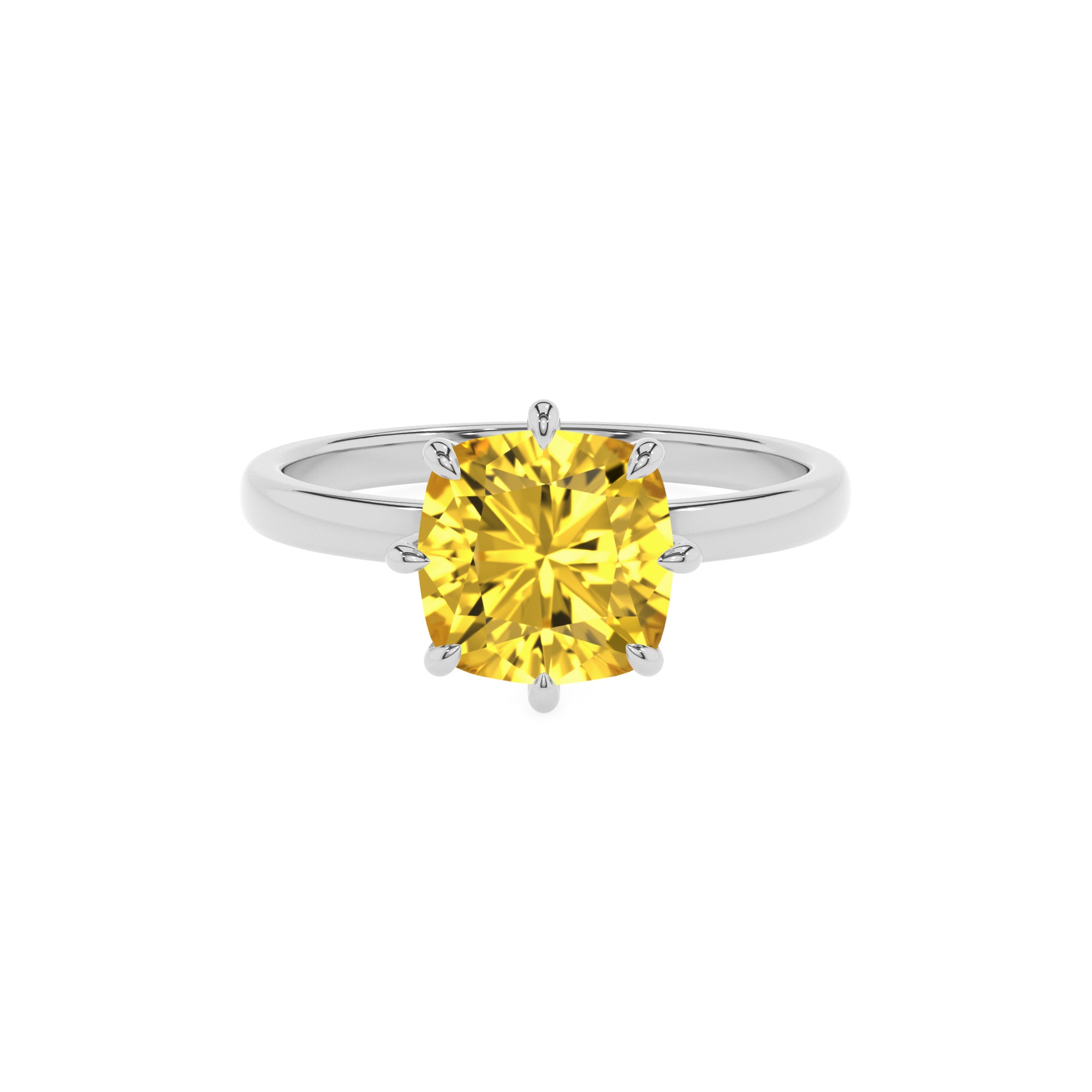 lab-grown yellow-sapphire cushion solitaire engagement ring