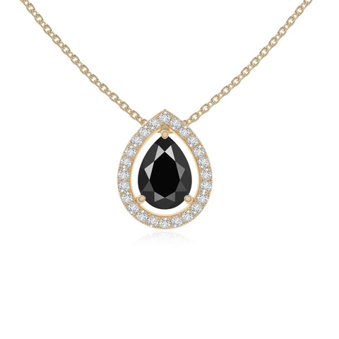 natural black-onyx solitaire halo necklaces in yellow gold vermeil 