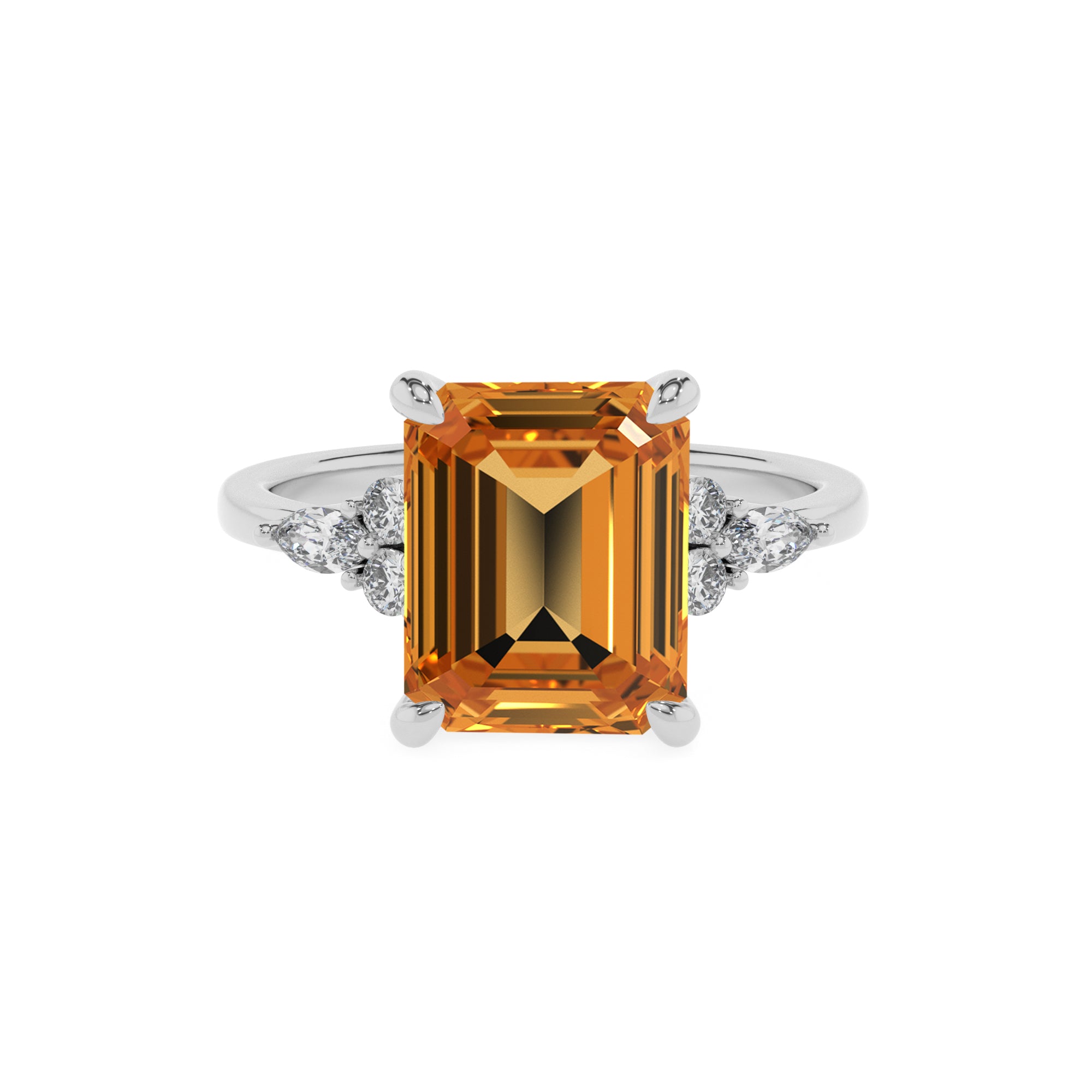 lab-grown citrine emerald solitaire engagement ring