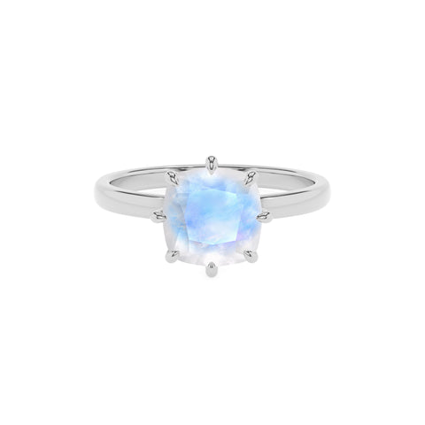 natural rainbow-moonstone cushion solitaire engagement ring