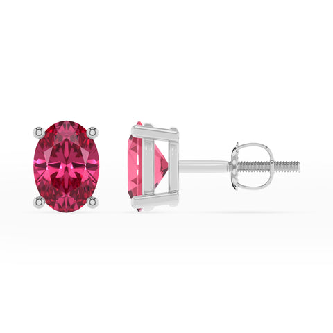 natural pink tourmaline oval stud earrings 