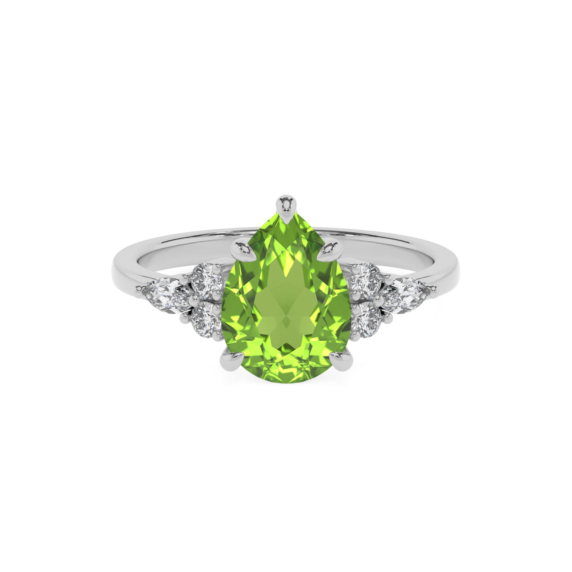 natural peridot pear solitaire engagement ring