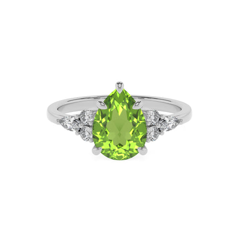 natural peridot pear solitaire engagement ring