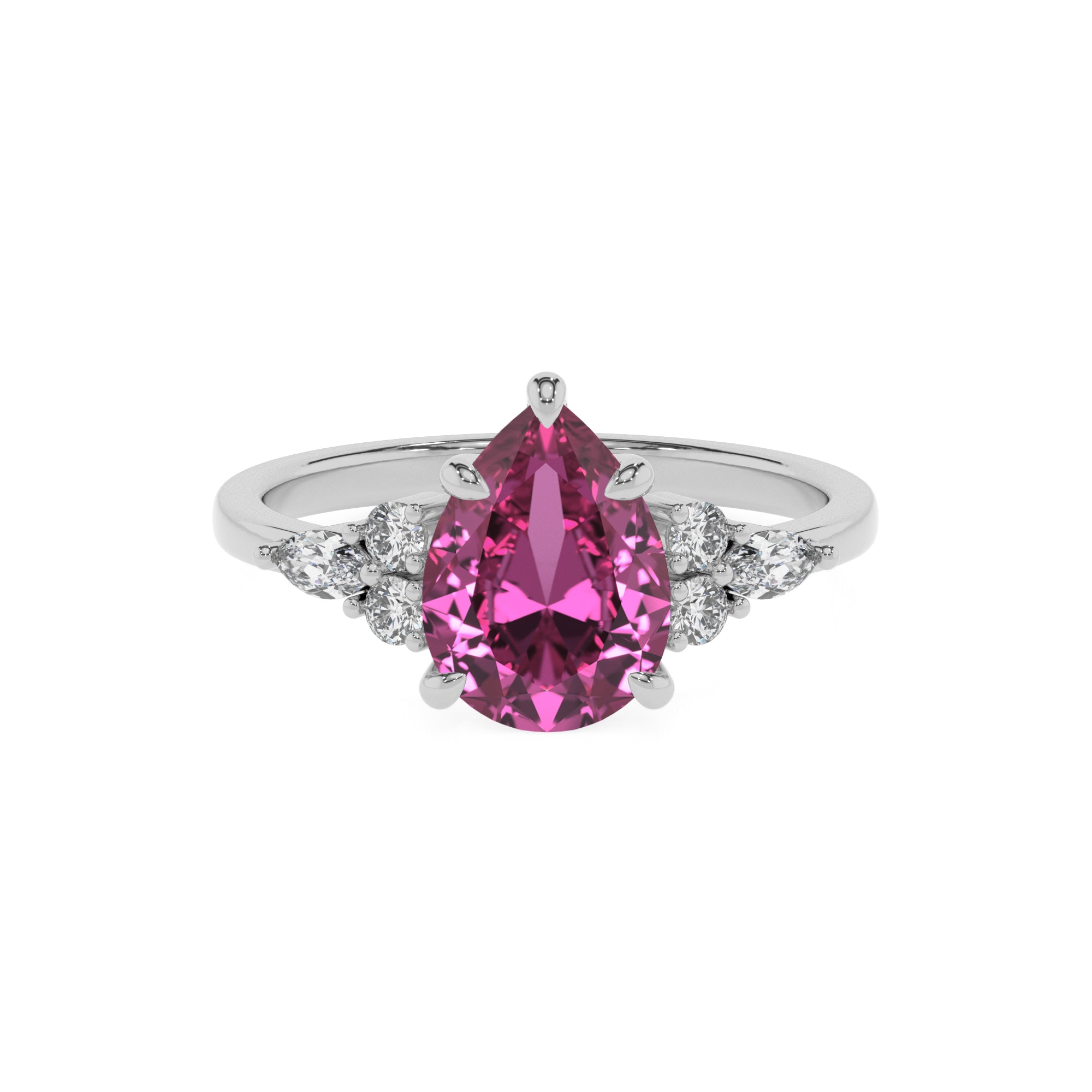 lab-grown pink-sapphire pear solitaire engagement ring