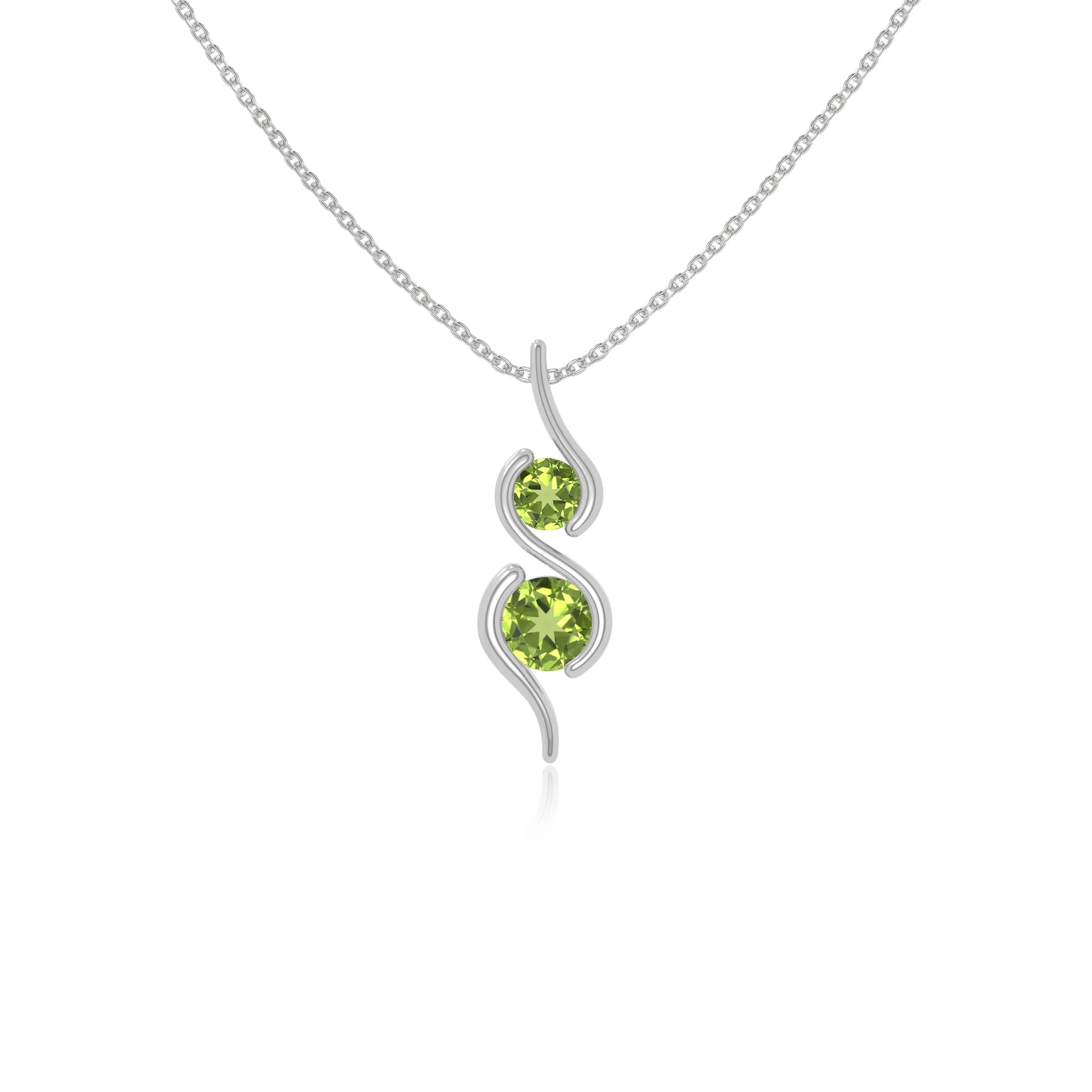 peridot 2 stone infinity necklaces in sterling silver 