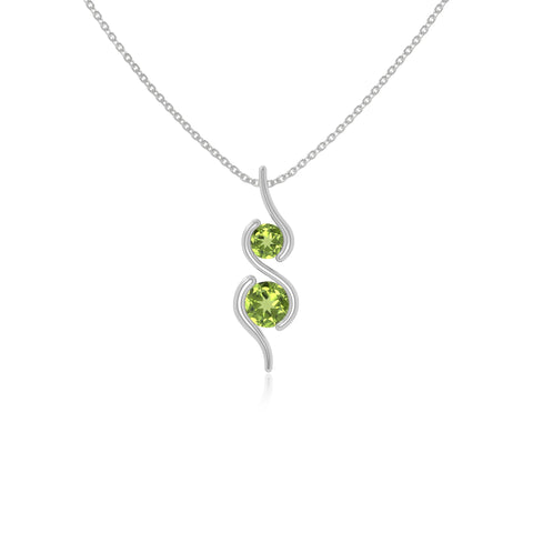peridot 2 stone infinity necklaces in sterling silver 