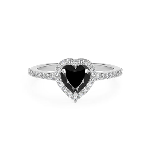 natural black-onyx heart half eterity halo solitaire engagement ring