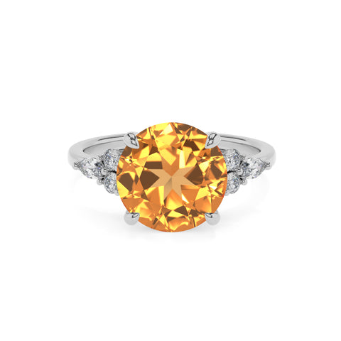 lab-grown citrine round solitaire engagement ring