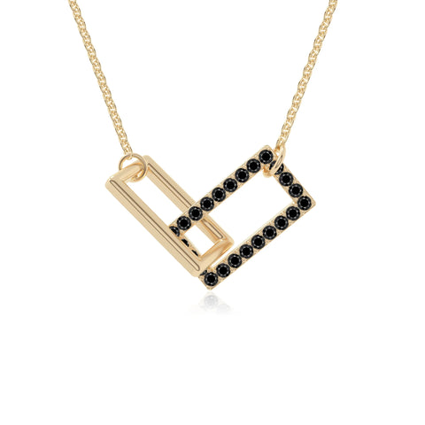 natural black onyx interlock necklaces in yellow gold vermeil 