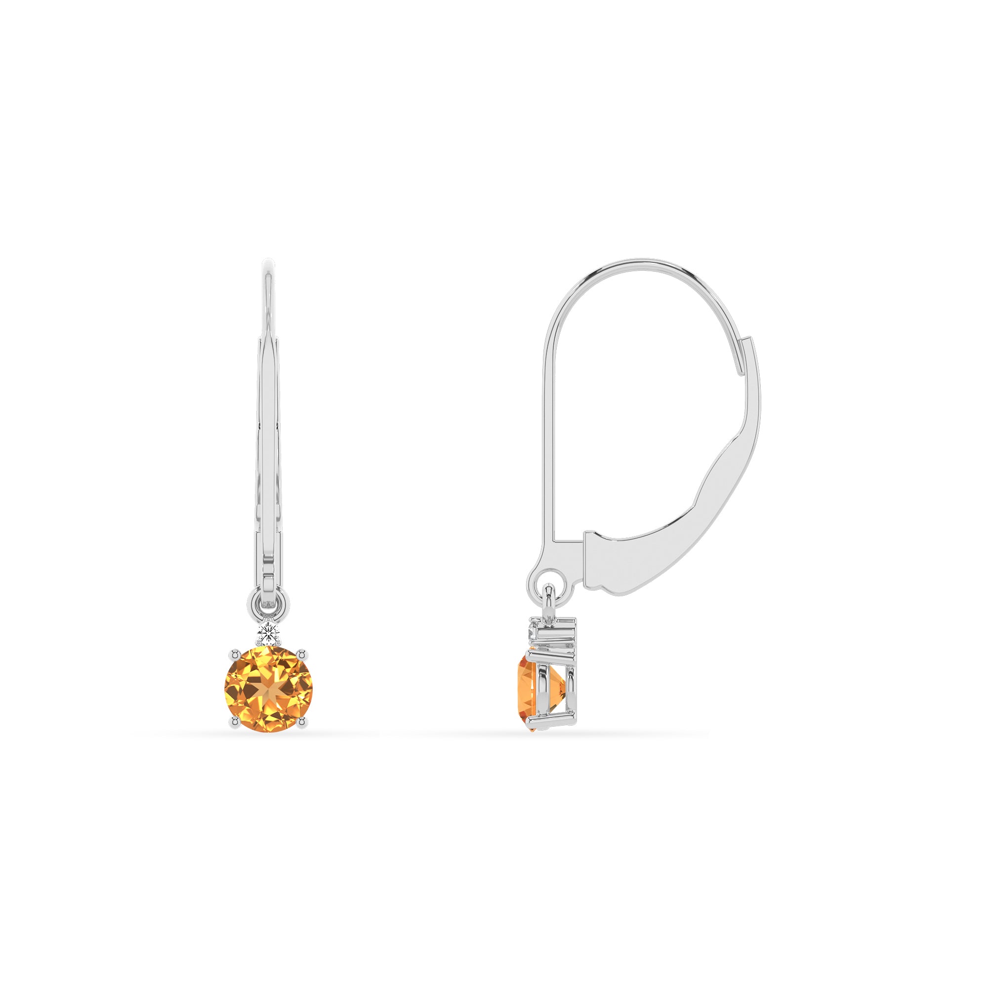 lab grown citrine round dangle earrings with moissanite 