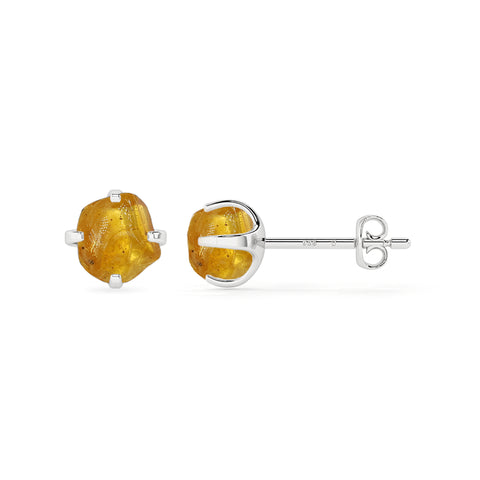 natural amber rough shape stud earrings