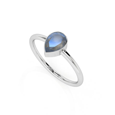 labradorite pear cut stackable bezel-set ring