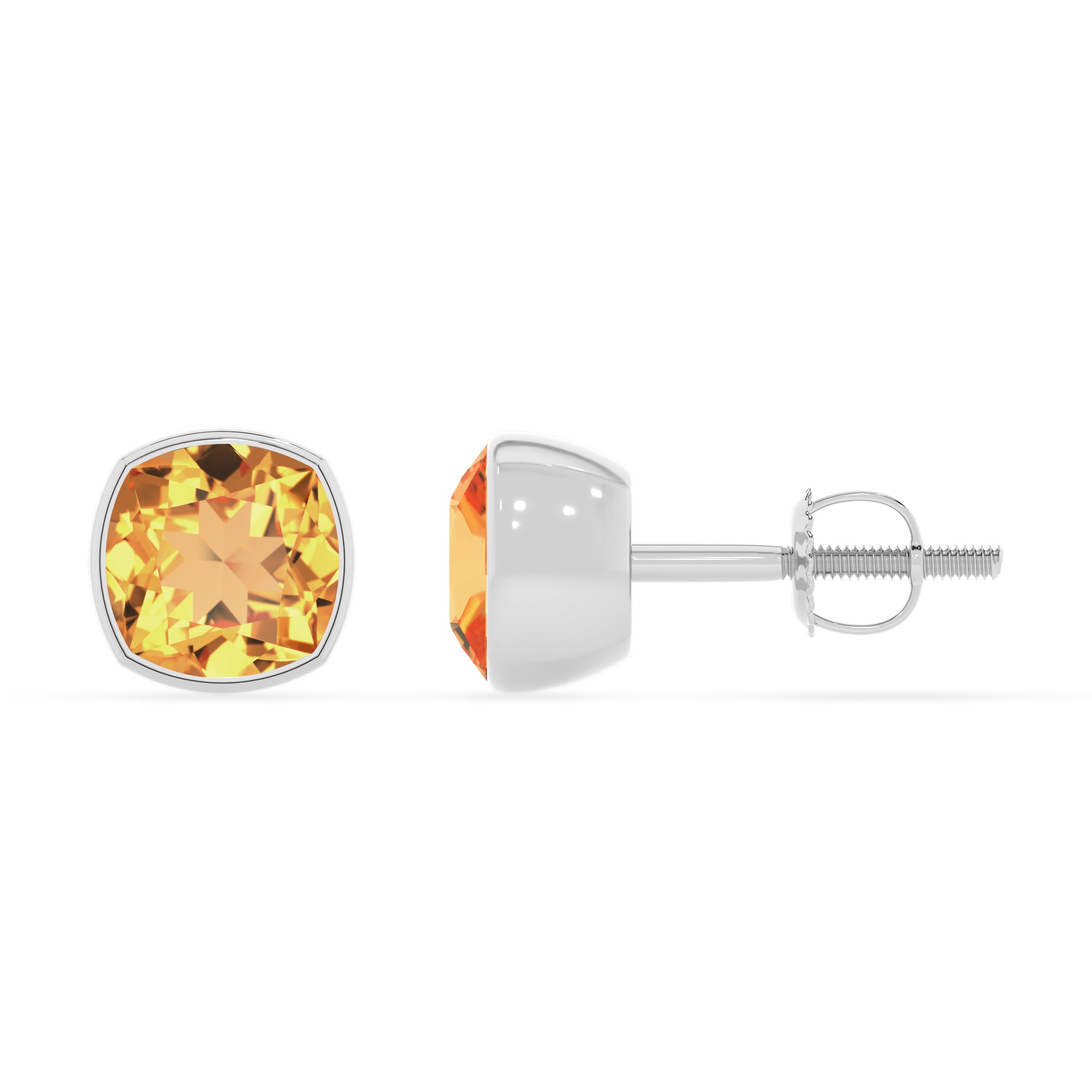 lab grown citrine cushion stud earrings 