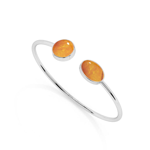 natural amber round-oval shape twister bracelet