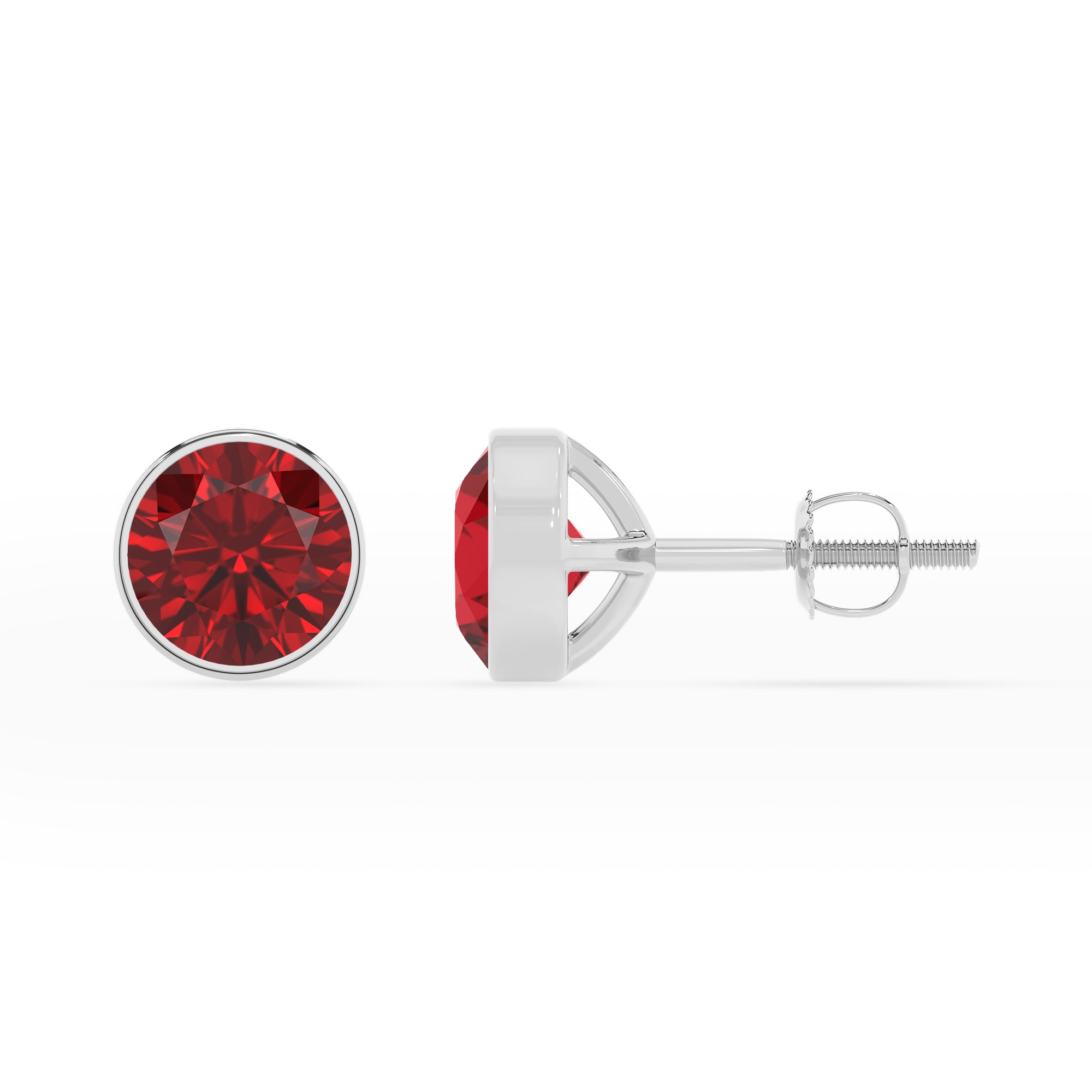 lab grown ruby round stud earrings 