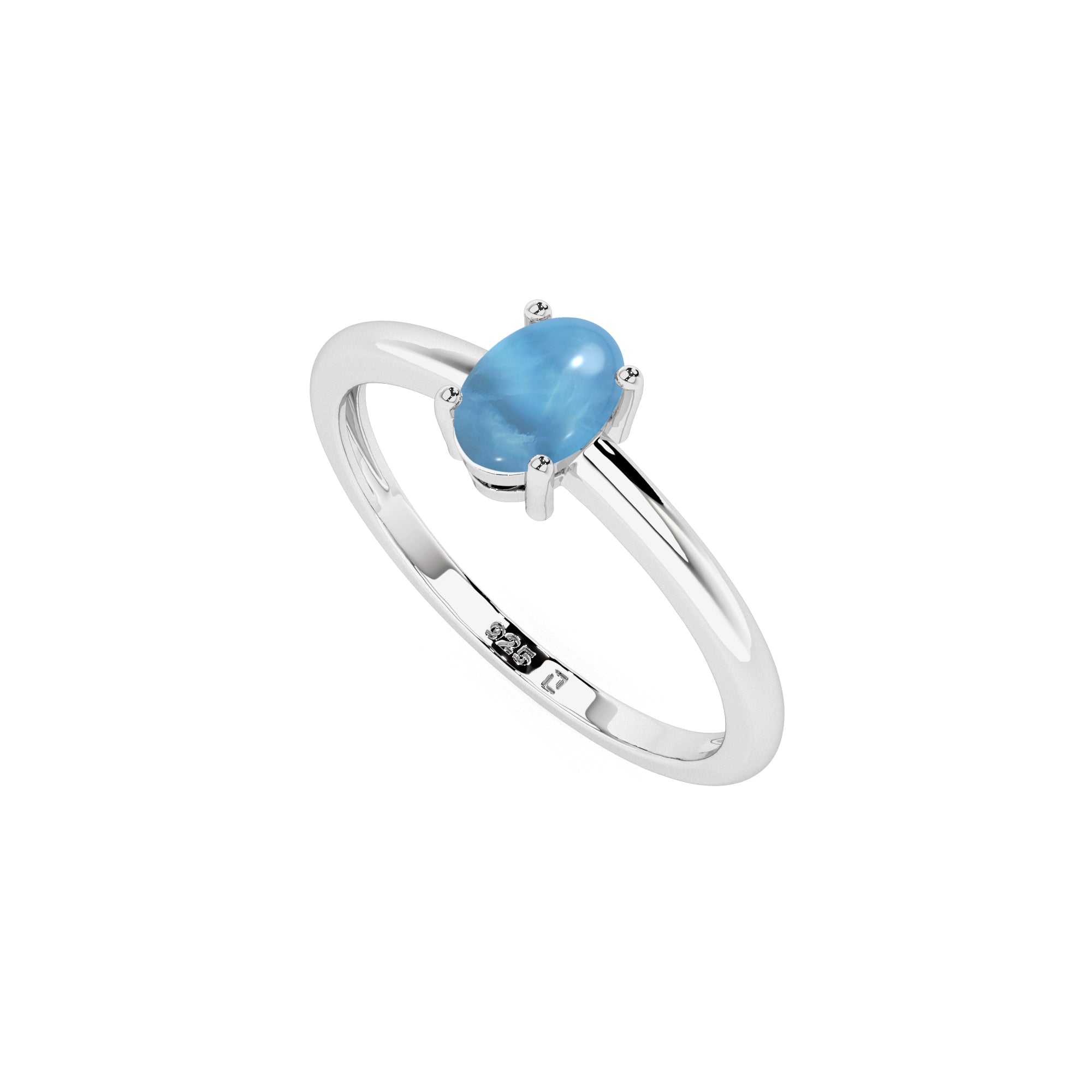 larimar oval cab stackable prong-set ring