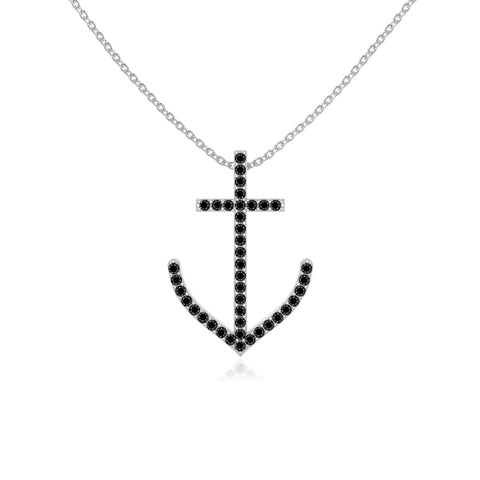 natural black-onyx anchor necklaces in sterling silver 