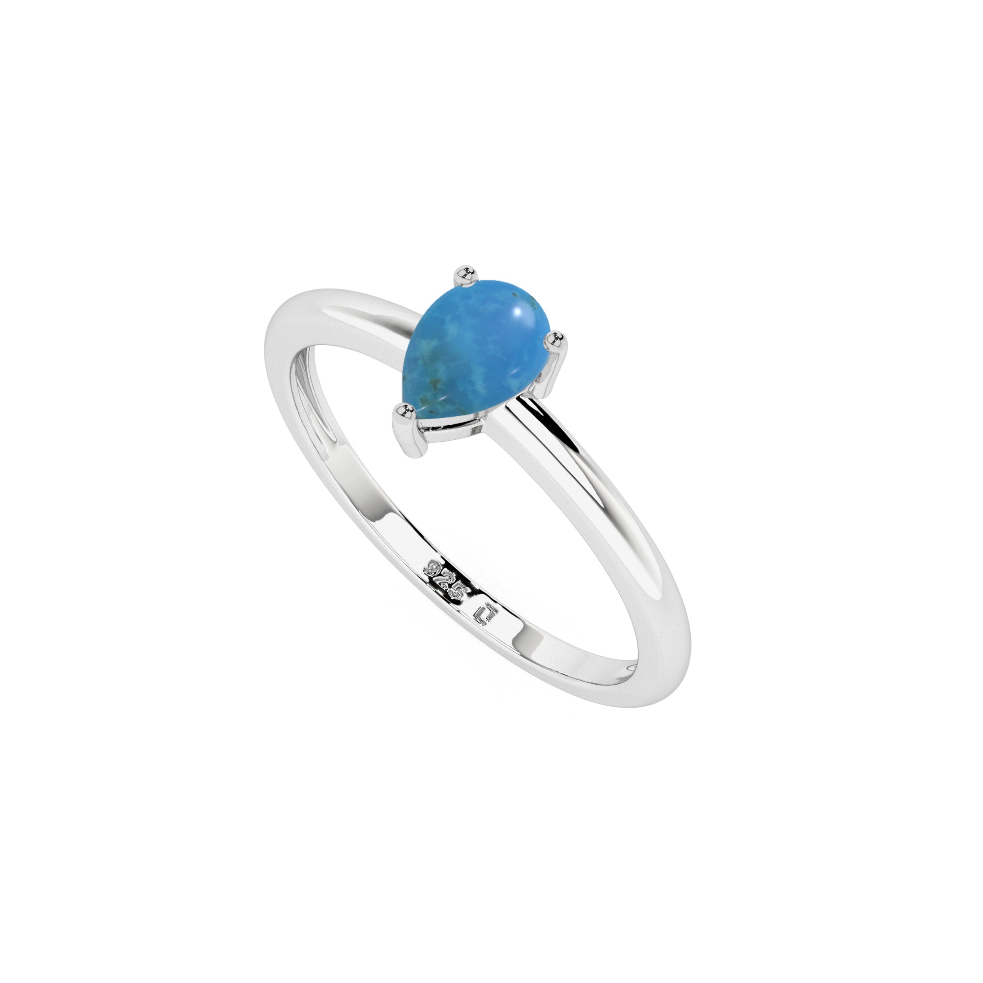 turquoise pear cab stackable prong-set ring