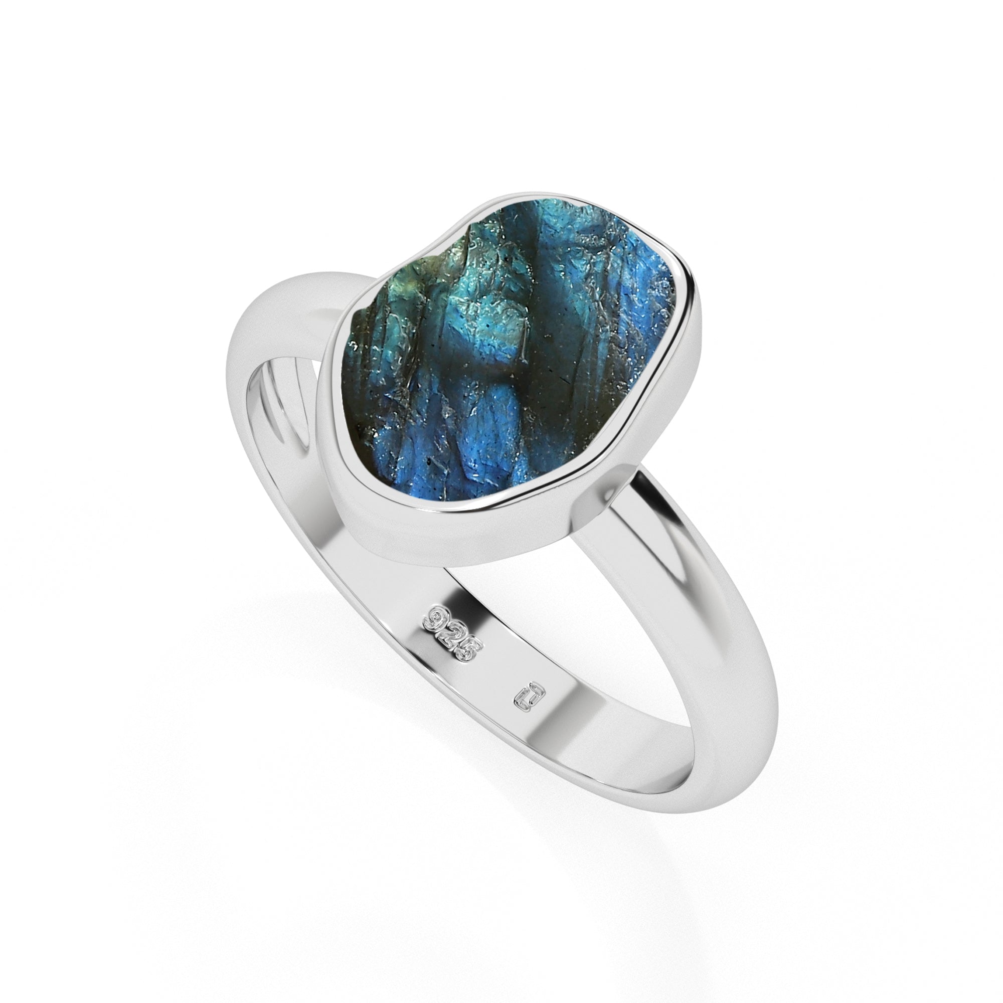 labradorite rough shape stackable bezel-set ring