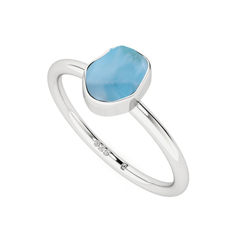 larimar rough shape stackable bezel-set ring