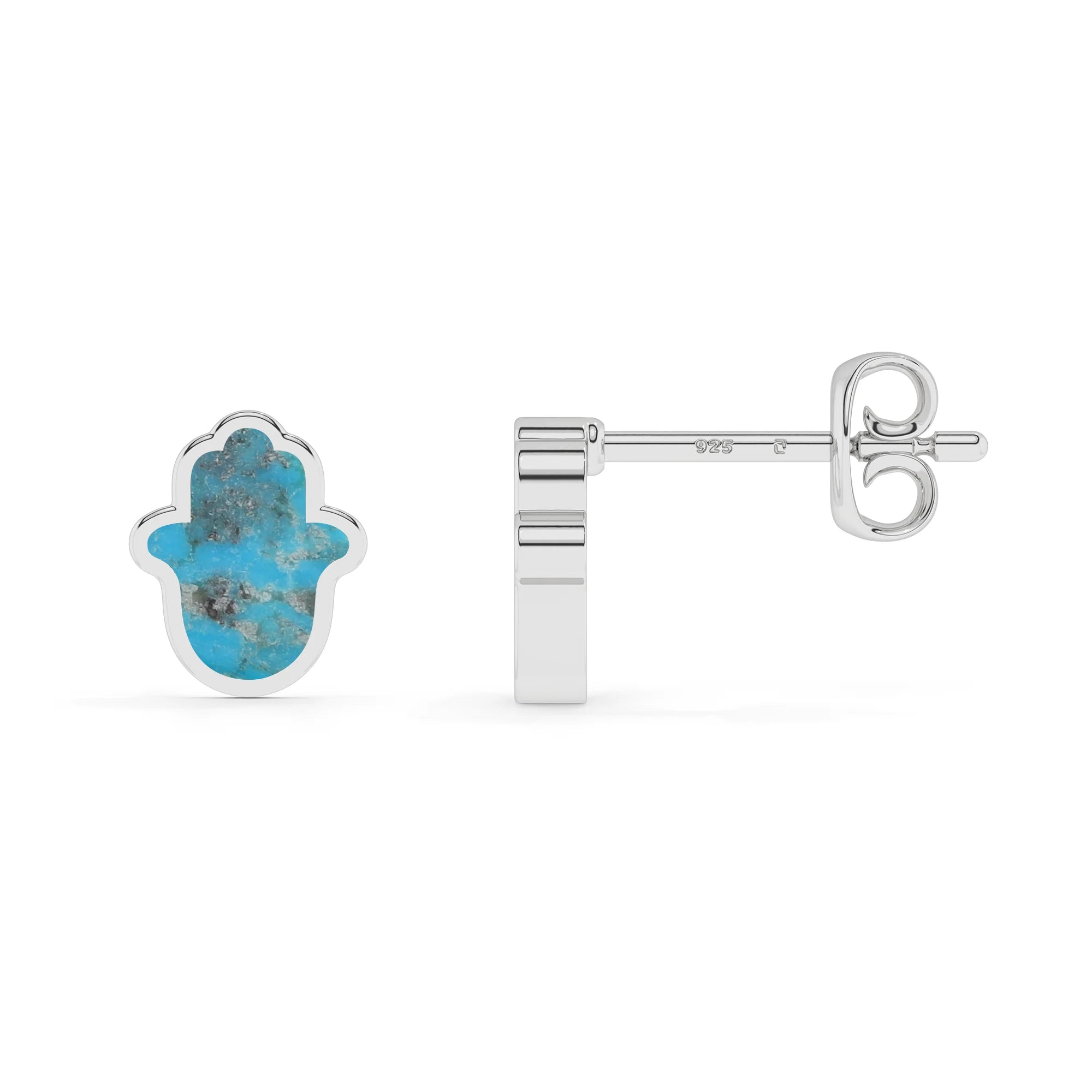 natural compressed turquoise ahimsa shape stud earrings